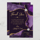 Elegante Lila & Gold Imitate Glitzer Agate Wedding Dankeskarte (Vorne/Hinten)