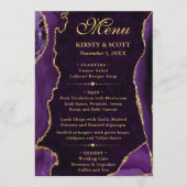 Elegante Lila & Gold Imitate Glitzer Agate Wedding Menükarte (Vorderseite)