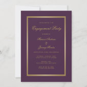 Elegante Lila Gold-Script-Engagement-Partei Einladung (Vorderseite)