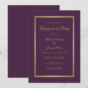 Elegante Lila Gold-Script-Engagement-Partei Einladung