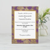 ELEGANTE LILA GOLD WEISSE LACE WEDING EINLADUNG (Stehend Vorderseite)