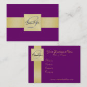Elegante lila Goldband-Monogramm-Geschäfts-Karte Visitenkarte (Vorne/Hinten)