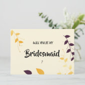 Elegante Lila Golden Blätter Einladung (Stehend Vorderseite)