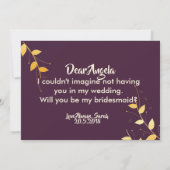 Elegante Lila Golden Blätter Einladung (Rückseite)