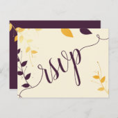 Elegante Lila Golden Blätter UAWG Einladung Post (Vorne/Hinten)