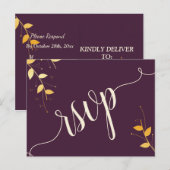 Elegante Lila Golden Blätter UAWG Einladung Post (Vorne/Hinten)