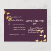 Elegante Lila Golden Blätter UAWG Einladung Post (Rückseite)