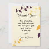 Elegante Lila Golden Blätter vielen Dank Einladung (Vorderseite)