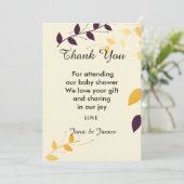 Elegante Lila Golden Blätter vielen Dank Einladung (Stehend Vorderseite)