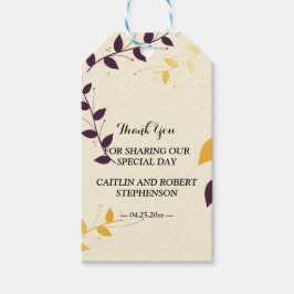 Elegante Lila Golden Blätter vielen Dank Geschenkanhänger