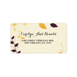 Elegante Lila Goldene Blätter Adressaufkleber