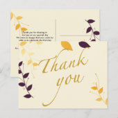 Elegante Lila goldene Blätter Danke Postcard Postkarte (Vorne/Hinten)