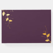 Elegante Lila Goldene Blätter Gästebuch (Rückseite)