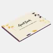 Elegante Lila Goldene Blätter Gästebuch (Ecke)
