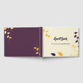 Elegante Lila Goldene Blätter Gästebuch (Voll)