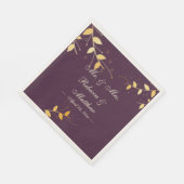 Elegante Lila Goldene Blätter Serviette (Ecke)