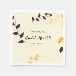 Elegante Lila Goldene Blätter Serviette