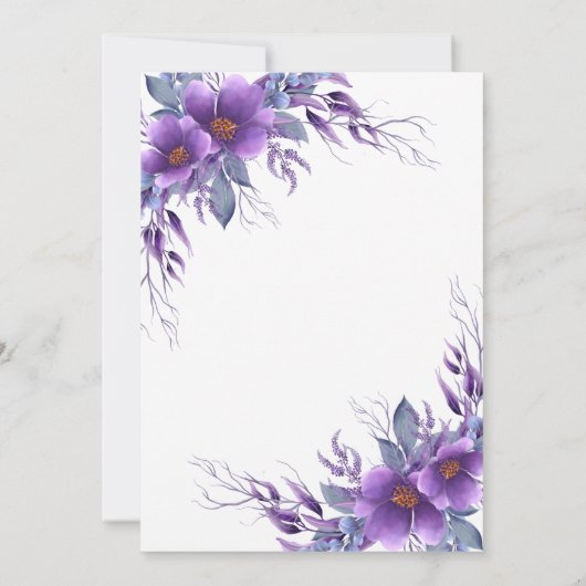 Elegante Lila goldene geometrische Hochzeit Einladung (Rückseite)