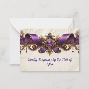 Elegante lila & goldene RSVP-Karte Mitteilungskarte