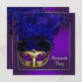 Elegante Lila Goldmasquerade-Party Einladungen (Vorne/Hinten)