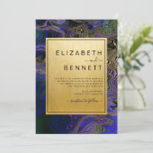 Elegante Lila Goldmedaille Einladung (Stehend Vorderseite)