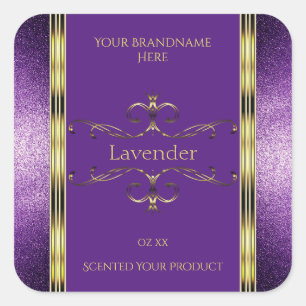 Elegante Lila Goldprodukte-Labels - Grenzen des Gl Quadratischer Aufkleber