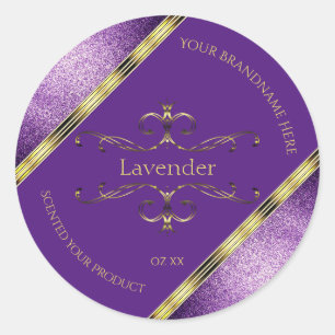Elegante Lila Goldprodukte-Labels - Grenzen des Gl Runder Aufkleber