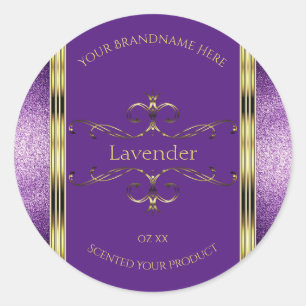 Elegante Lila Goldprodukte-Labels - Grenzen des Gl Runder Aufkleber