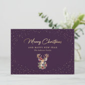 Elegante Lila Goldschneedecke Frohe Weihnachten (Stehend Vorderseite)