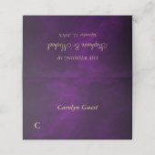 Elegante Lila GoldWedding Edit Platzkarte (Außenseite Aufgefaltet)