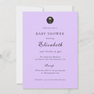 Elegante Lila Gothic-Babydusche Einladung