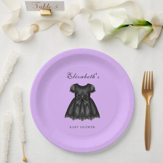 Elegante Lila Gothic-Babydusche Pappteller (Hochzeit)