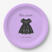 Elegante Lila Gothic-Babydusche Pappteller (Vorderseite)