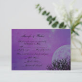 Elegante Lila Gothic Posh Wedding Response Card RSVP Karte (Stehend Vorderseite)