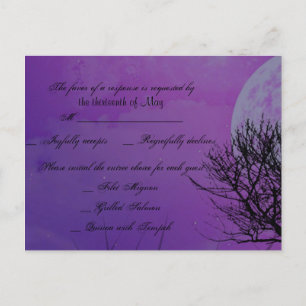 Elegante lila gotische Nacht-posh-RSVP-Postkarte Einladungspostkarte