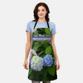 Elegante, lila-grüne, blühende Hydrangeas Schürze (Getragen)