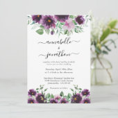 Elegante Lila Grüne Hochzeit Einladung (Stehend Vorderseite)