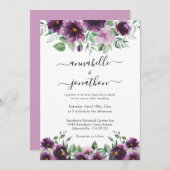 Elegante Lila Grüne Hochzeit Einladung (Vorne/Hinten)