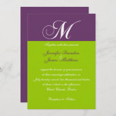 Elegante lila grüne Hochzeits-Einladung des Einladung (Vorne/Hinten)