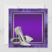 Elegante Lila High Heels Geburtstagsparty Einladung (Rückseite)