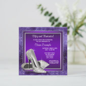 Elegante Lila High Heels Geburtstagsparty Einladung (Stehend Vorderseite)