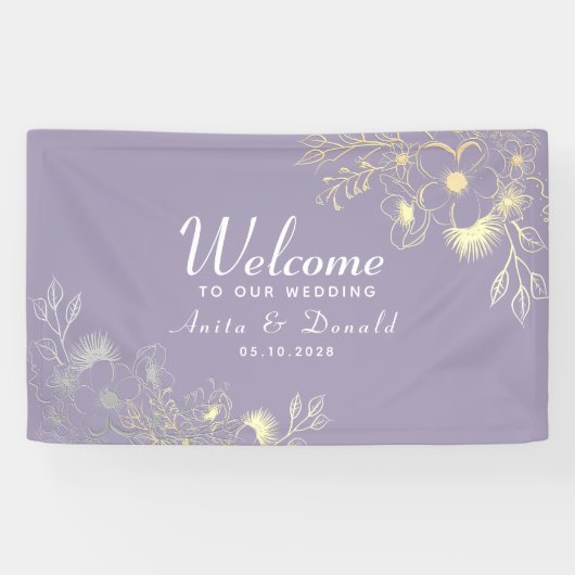 Elegante Lila Hochzeit Banner (Horizontal)