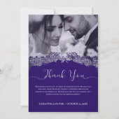 Elegante Lila Hochzeit Dankeschön-Karte Dankeskarte (Vorderseite)