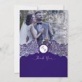 Elegante Lila Hochzeit Dankeschön-Karte Dankeskarte (Rückseite)