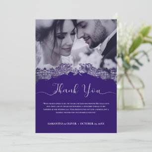 Elegante Lila Hochzeit Dankeschön-Karte Dankeskarte