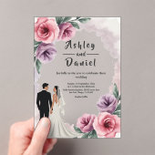 Elegante Lila Hochzeit der Wasserfarben Acryleinladungen (Insitu (Handheld))