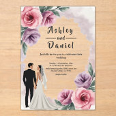 Elegante Lila Hochzeit der Wasserfarben Acryleinladungen (Vorderseite)