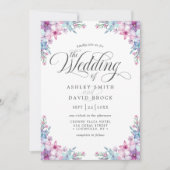 Elegante Lila Hochzeit der Wasserfarben Einladung (Vorderseite)