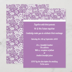 Elegante Lila Hochzeit Einladung