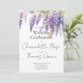 Elegante lila Hochzeit Einladung (Stehend Vorderseite)